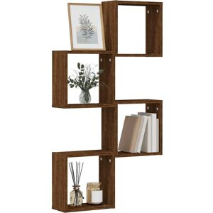 vidaXL Brown Oak Wall Cube Shelves - Wall Storage Shelf vidaXL Brown Oak Wall Cube Shelves - Wall Storage Shelf