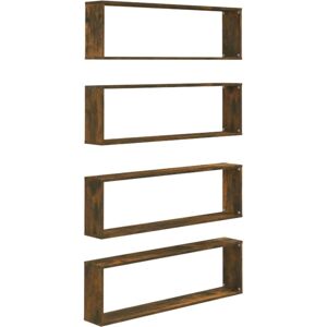 vidaXL 4x Wall Cube Shelves Smoked Oak - Wall Shelves vidaXL 4x Wall Cube Shelves Smoked Oak - Wall Shelves