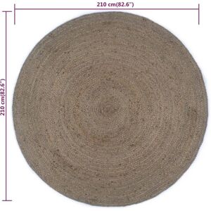 vidaXL Handmade Rug Jute Round 210 cm - Rug vidaXL Handmade Rug Jute Round 210 cm - Rug