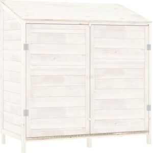 vidaXL White Garden Shed 102x52x112 cm Solid Wood Fir - Garden Shed vidaXL White Garden Shed 102x52x112 cm Solid Wood Fir - Garden Shed