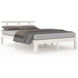 vidaXL Cadru de pat alb 135x190 cm - Cadru de pat vidaXL Cadru de pat alb 135x190 cm - Cadru de pat