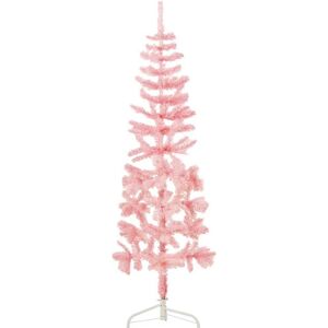 vidaXL Pink 180cm Slim Artificial Half Christmas Tree with Stand vidaXL Pink 180cm Slim Artificial Half Christmas Tree with Stand