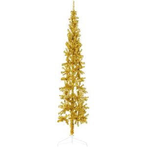 vidaXL Gold 210cm Slim Artificial Half Christmas Tree with Stand vidaXL Gold 210cm Slim Artificial Half Christmas Tree with Stand