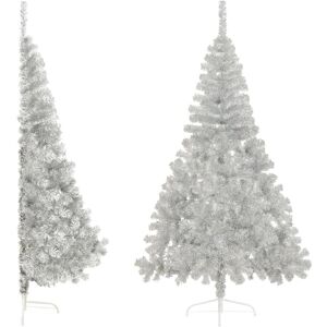 vidaXL Silver 180 cm Artificial Half Christmas Tree with Stand - Christmas Tree vidaXL Silver 180 cm Artificial Half Christmas Tree with Stand - Christmas Tree