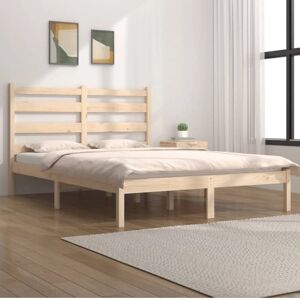 vidaXL Pine Bed Frame - 140x190cm - Solid Wood Bed Base vidaXL Pine Bed Frame - 140x190cm - Solid Wood Bed Base