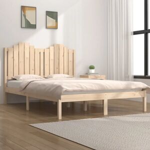 VIDAXL Pine Bed Frame with Headboard - 140x190 cm - Rustic Natural Finish VIDAXL Pine Bed Frame with Headboard - 140x190 cm - Rustic Natural Finish