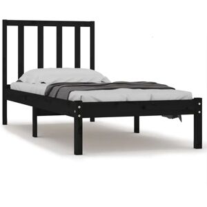 vidaXL Black 75x190 cm Solid Wood Pine Bed Frame - Bed Type vidaXL Black 75x190 cm Solid Wood Pine Bed Frame - Bed Type