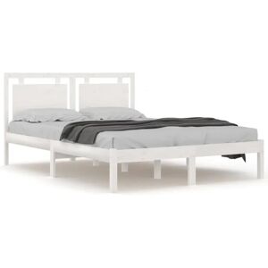 vidaXL 3105536 Massivt træsengestel hvid - Sengebund til 140x200 cm madras vidaXL 3105536 Massivt træsengestel hvid - Sengebund til 140x200 cm madras