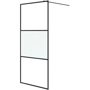 vidaXL Walk-in Shower Wall Black 90x195 cm Half Frosted ESG Glass - Shower Wall vidaXL Walk-in Shower Wall Black 90x195 cm Half Frosted ESG Glass - Shower Wall