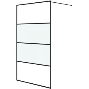 vidaXL Walk-in Shower Wall Black 115x195 cm Half Frosted ESG Glass Shower Wall vidaXL Walk-in Shower Wall Black 115x195 cm Half Frosted ESG Glass Shower Wall