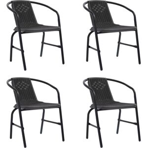 vidaXL Garden Chairs 4 pcs Plastic Rattan Steel Outdoor Seat - Garden Chairs vidaXL Garden Chairs 4 pcs Plastic Rattan Steel Outdoor Seat - Garden Chairs