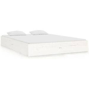 vidaXL Hvid Massivtræs Sengestel 135x190cm - Seng vidaXL Hvid Massivtræs Sengestel 135x190cm - Seng