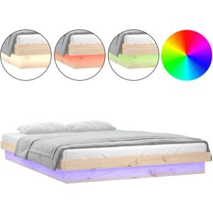 vidaXL 819987 Sengestel med LED-lys - Massivt tre, Brun vidaXL 819987 Sengestel med LED-lys - Massivt tre, Brun