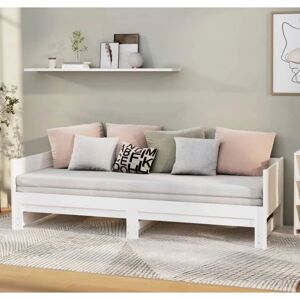 vidaXL White Solid Wood Pine Extendable Daybed - Daybed vidaXL White Solid Wood Pine Extendable Daybed - Daybed
