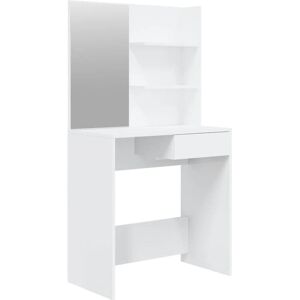 vidaXL White High Gloss Dressing Table with Mirror - Bedroom Vanity Desk vidaXL White High Gloss Dressing Table with Mirror - Bedroom Vanity Desk