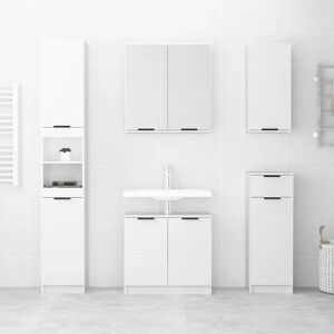 vidaXL White High Gloss Bathroom Cabinet - Engineered Wood Vanity Unit vidaXL White High Gloss Bathroom Cabinet - Engineered Wood Vanity Unit