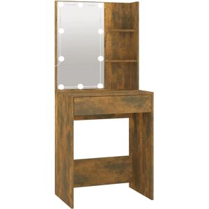 vidaXL Smoked Oak LED Dressing Table - Dressing Table vidaXL Smoked Oak LED Dressing Table - Dressing Table