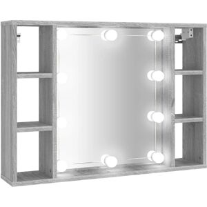 vidaXL Grey Sonoma LED Mirror Cabinet - Bathroom Storage vidaXL Grey Sonoma LED Mirror Cabinet - Bathroom Storage