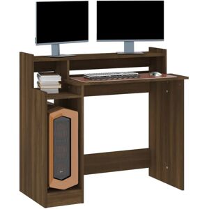 vidaXL Brown Oak LED Desk - Computer & Study Table vidaXL Brown Oak LED Desk - Computer & Study Table