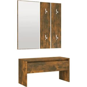 vidaXL Smoked Oak Hallway Furniture Set - Engineered Wood Bench & Coat Rack vidaXL Smoked Oak Hallway Furniture Set - Engineered Wood Bench & Coat Rack
