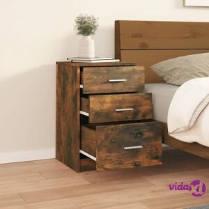 vidaXL Bed Cabinet Smoked Oak 40x40x63 cm Engineered Wood - Bed Cabinet vidaXL Bed Cabinet Smoked Oak 40x40x63 cm Engineered Wood - Bed Cabinet