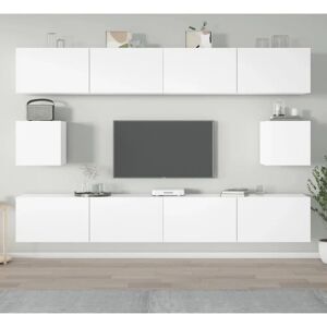 vidaXL 6-Piece White Engineered Wood TV Cabinet Set - TV Cabinet vidaXL 6-Piece White Engineered Wood TV Cabinet Set - TV Cabinet