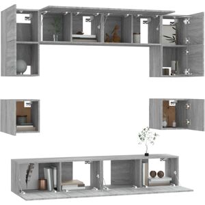 vidaXL 8-piece Gray Sonoma Wall-Mount TV Set - TV Cabinet vidaXL 8-piece Gray Sonoma Wall-Mount TV Set - TV Cabinet