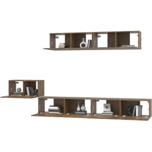 vidaXL TV Cabinet Set 5 Piece Smoked Oak Engineered Wood TV Console Media Unit - TV Cabinet Set vidaXL TV Cabinet Set 5 Piece Smoked Oak Engineered Wood TV Console Media Unit - TV Cabinet Set