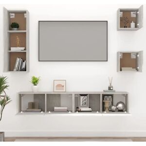 vidaXL 5-Piece Grey TV Cabinet Set - Modern Wall-Mount Media Unit vidaXL 5-Piece Grey TV Cabinet Set - Modern Wall-Mount Media Unit