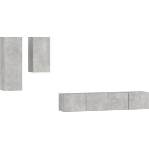 vidaXL TV-Schrank - Beton Grau - 4-teiliges Set - Spanplatte vidaXL TV-Schrank - Beton Grau - 4-teiliges Set - Spanplatte