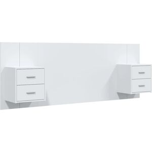 vidaXL Cabecero con Mesitas - Madera Blanca Clásica vidaXL Cabecero con Mesitas - Madera Blanca Clásica
