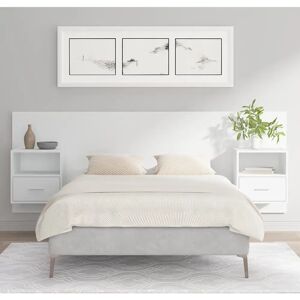 vidaXL Headboard with Bedside Tables - Classic White Wood Headboard vidaXL Headboard with Bedside Tables - Classic White Wood Headboard