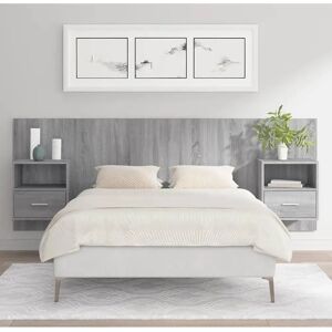 vidaXL Bed Headboard with Cabinets Grey Sonoma - Bed Headboard with Cabinets vidaXL Bed Headboard with Cabinets Grey Sonoma - Bed Headboard with Cabinets