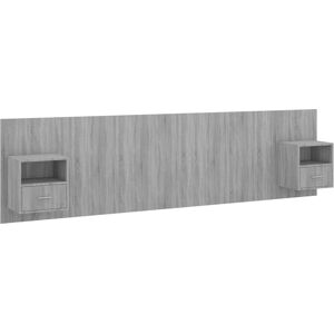 vidaXL Bed Headboard with Cabinets Grey Sonoma - Bed Headboard with Cabinets vidaXL Bed Headboard with Cabinets Grey Sonoma - Bed Headboard with Cabinets