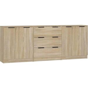 vidaXL Sonoma Oak 3-Piece Sideboard Set - Storage & Organizer vidaXL Sonoma Oak 3-Piece Sideboard Set - Storage & Organizer