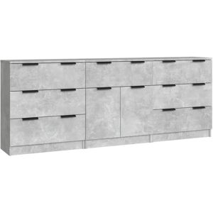 vidaXL Sideboards 3 Piece Concrete Grey Engineered Wood - Sideboard vidaXL Sideboards 3 Piece Concrete Grey Engineered Wood - Sideboard