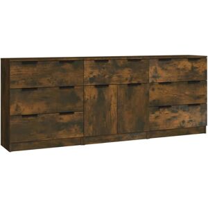 vidaXL Nova - Set 3 Sideboards Smoked Oak - Sideboard vidaXL Nova - Set 3 Sideboards Smoked Oak - Sideboard