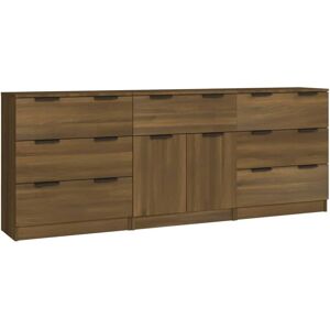 vidaXL 3-Piece Brown Oak Sideboards - Sideboard/Storage Cabinet vidaXL 3-Piece Brown Oak Sideboards - Sideboard/Storage Cabinet