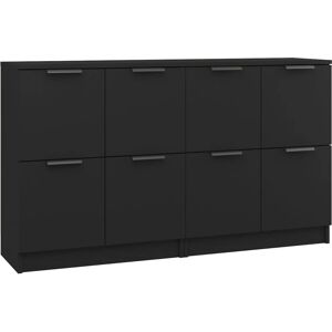 vidaXL Black Engineered Wood Sideboard Set 2 - Storage Cabinet vidaXL Black Engineered Wood Sideboard Set 2 - Storage Cabinet