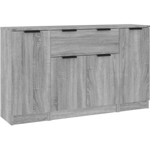 vidaXL Sideboards 3 pcs Grey Sonoma Engineered Wood - Sideboard vidaXL Sideboards 3 pcs Grey Sonoma Engineered Wood - Sideboard
