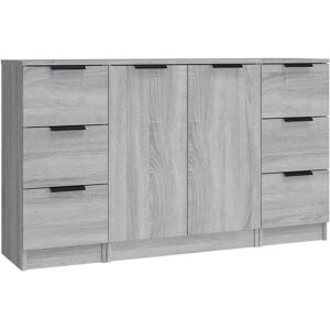 vidaXL Grau Sonoma 3er Sideboards - Wohnzimmer Stauraum vidaXL Grau Sonoma 3er Sideboards - Wohnzimmer Stauraum