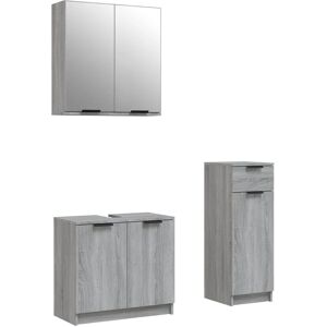 vidaXL Bathroom Cabinet Set Grey Sonoma 3 Piece - Bathroom Cabinet Set vidaXL Bathroom Cabinet Set Grey Sonoma 3 Piece - Bathroom Cabinet Set
