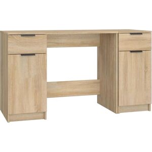 vidaXL Sonoma Oak Desk with Side Cabinet - Desk vidaXL Sonoma Oak Desk with Side Cabinet - Desk