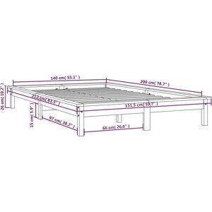 vidaXL Solid Wood Pine Bed Frame - 140x200 cm - White - Bed Type vidaXL Solid Wood Pine Bed Frame - 140x200 cm - White - Bed Type