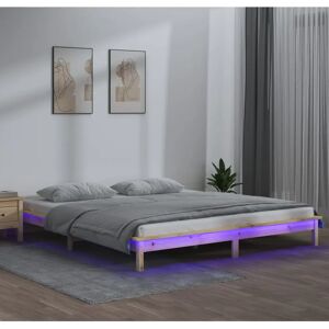 vidaXL Solid Wood Bed with LEDs - Bed vidaXL Solid Wood Bed with LEDs - Bed