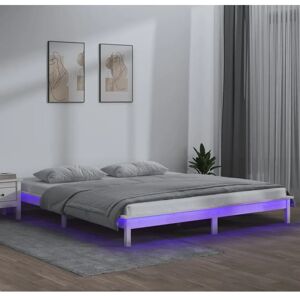 vidaXL Solid Wood LED Bed Frame 150x200 cm - Bed Type vidaXL Solid Wood LED Bed Frame 150x200 cm - Bed Type