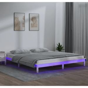 vidaXL Solid Wood LED Bed Frame - 180x200 cm - White - Bed Frame vidaXL Solid Wood LED Bed Frame - 180x200 cm - White - Bed Frame