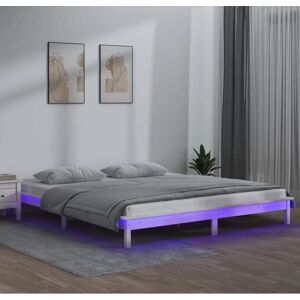 vidaXL White Solid Wood LED Bed Frame - Bed Type vidaXL White Solid Wood LED Bed Frame - Bed Type