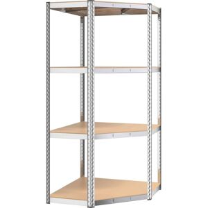 vidaXL Corner Shelf - Silver Steel & Wood - Adjustable, High Load vidaXL Corner Shelf - Silver Steel & Wood - Adjustable, High Load