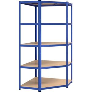 vidaXL Nova Corner Shelf - Blue Steel & Engineered Wood - Storage Shelf for Garage vidaXL Nova Corner Shelf - Blue Steel & Engineered Wood - Storage Shelf for Garage